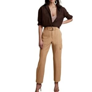 Banana Republic Pants Womens 16 Tan Slim Refined Stretch Cargo Utility Belted